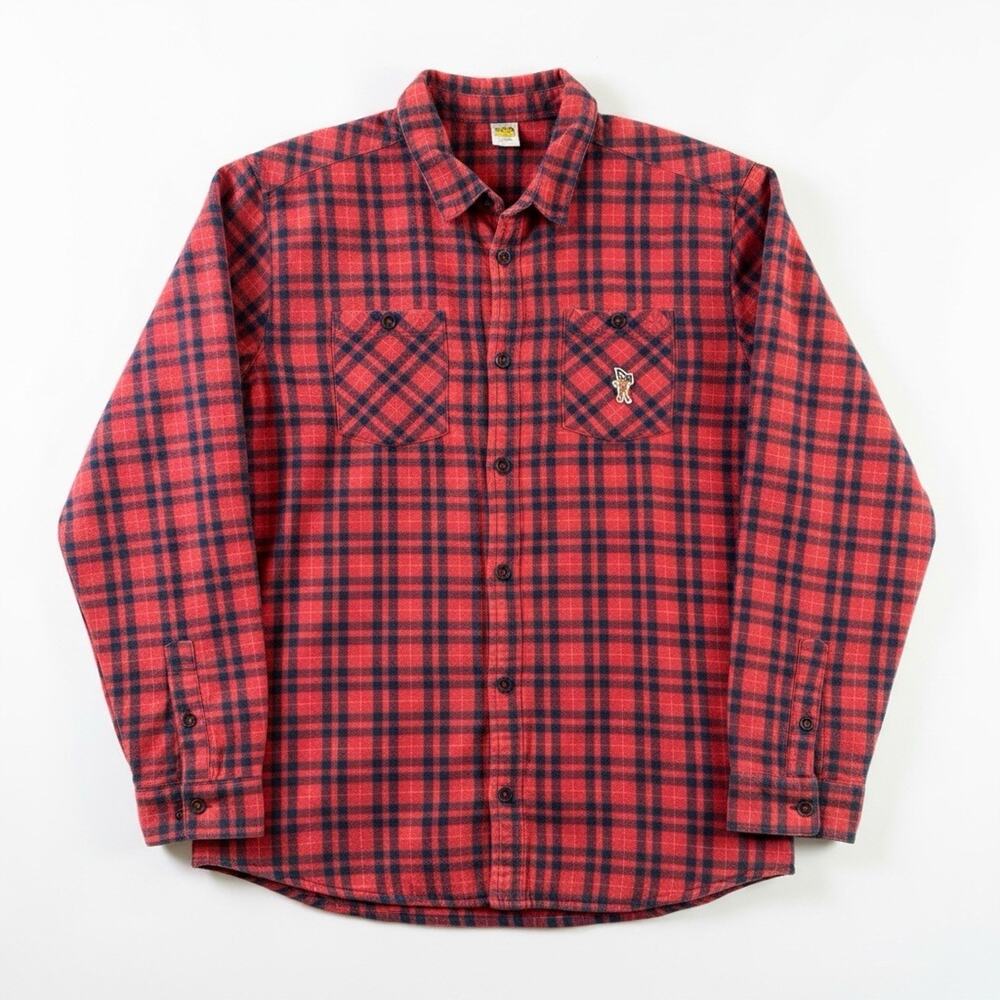 RVCA x Toy Machine Thickness Shacket XL Red Plaid Quilted Lined Flannel Shirt